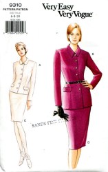 9310 VOG LS LINED BUTTON TOP,SKIRT LENGTHS PATTERN 6-10